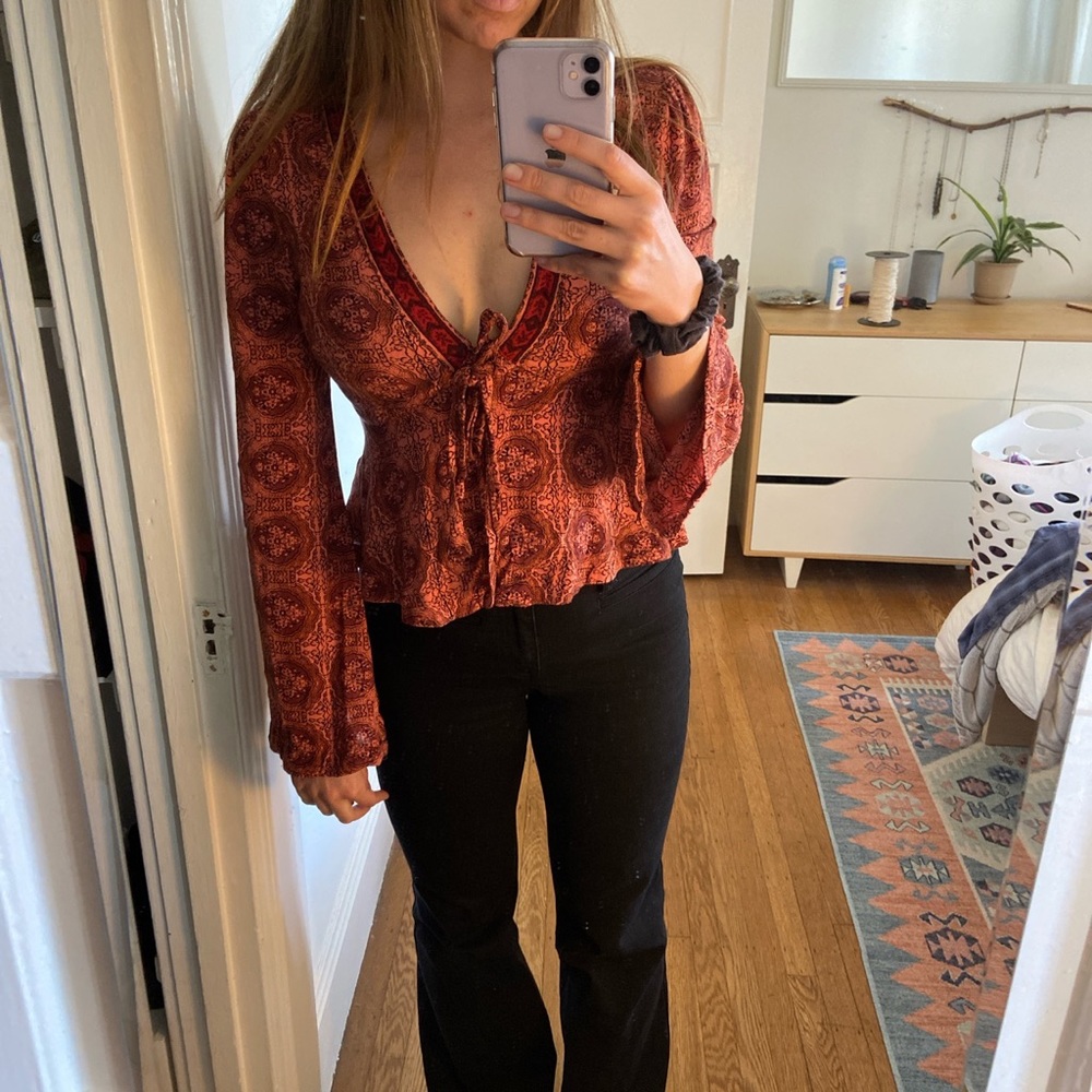 Orange long sleeve free people top